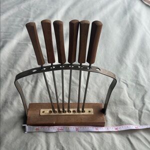 Wooden Handled Skewer Set with Stand